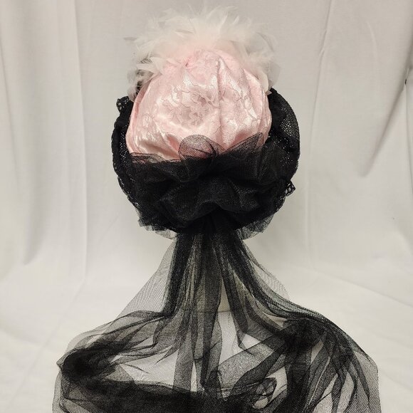 Ladies Victorian Touring Hat with Blush Pink Flowers & Pearls main image 5
